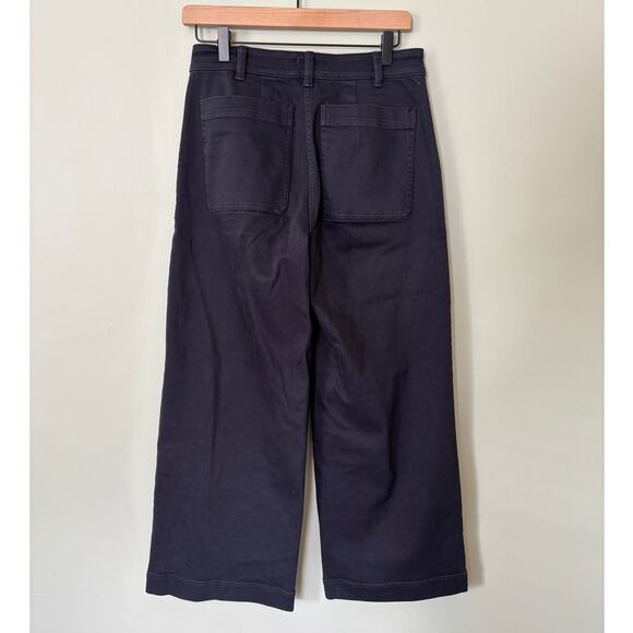 Everlane Wide Leg Cropped Trouser Pants Navy Size 6 - Picture 4 of 9